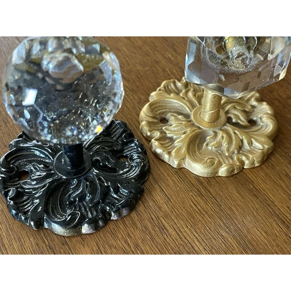 2 Vintage Glass/Crystal Prismatic Wallk Hooks